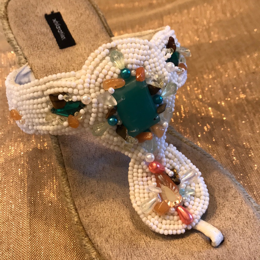 Jeweled Wedge Thong Sandal